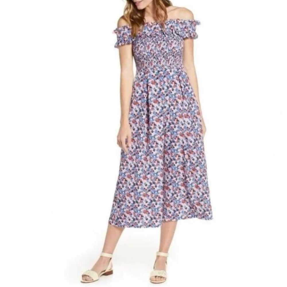1901 Floral Off Shoulder Cropped Jumpsuit